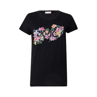 Liu Jo T-Shirts, female, Black, Size: XS Floral Print T-Shirt Short Sleeve