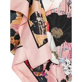 D'Aniello Silk Floral and Leopard Print Scarf - Pink