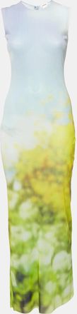 Acne Studios Blue Blurred Print Mesh Maxi Dress