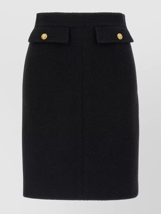 Chlo&eacute; textured wool skirt with gold buttons