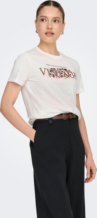 Only Kurzarmshirt ONLY ONLFREEZE LIFE S/S HEART TEE BOX JRS, Damen, Gr. XL, cloud dancer print:vintage, Jersey, Obermaterial: 100% Baumwolle, bedruckt, reg