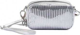 Dsquared2 Womens Paillettes And Leather Clutch Bag In Silver