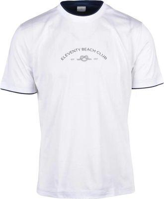 Eleventy White Blue Cotton Men T-shirt