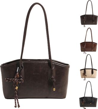 Generic Shoulder Bag for Women Brown Shoulder Handbags Faux Leather Hobo Purse Vintage Hobo Bags with Cute Pendant (Coffee)
