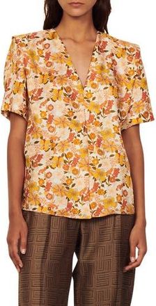 Sandro Flower Silk Bouse in Ecru at Nordstrom Rack, Size 1 (Fits Like 2-4 Us)