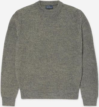 Oliver Sweeney Mens Oliver Sweeney Ribbed Wool Blend Crew Neck Jumper - Tan - Size: 44