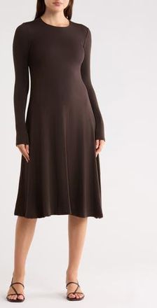 Go Couture Long Sleeve Flare Swing Dress in Bronze Brown at Nordstrom Rack, Size X-Large