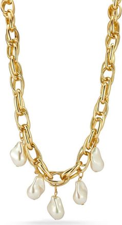 Sphera Milano Faux Pearl Charm Necklace in Gold at Nordstrom Rack
