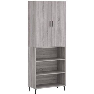 vidaXL Vidaxl - Aparador Alto Madera Contrachapada Gris Sonoma 69,5x34x180 Cm