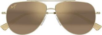 Maui Jim Hauloli XS 56mm Polarized Aviator Sunglasses in Gold at Nordstrom