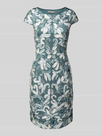 Christian Berg Cocktail Knielanges Cocktailkleid mit Allover-Stitchings in Schilf, Gr&ouml;&szlig;e 36