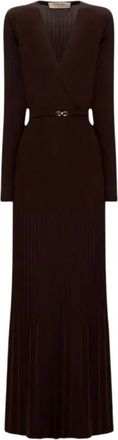 Twinset Abito Midi in Maglia con Cintura - - Dresses - Donna - Marrone - L