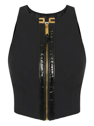 Elisabetta Franchi Top crop con zip - Nero