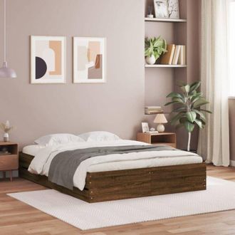 vidaXL Cama Con Cajones Madera De Ingenier&iacute;a Marr&oacute;n Roble 135x190 Cm Vidaxl