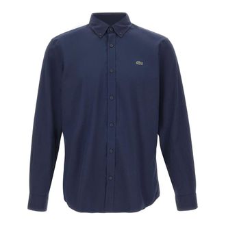Lacoste Casual Shirts, male, Blue, Size: 4XL Regular Fit Stretch Poplin Shirt