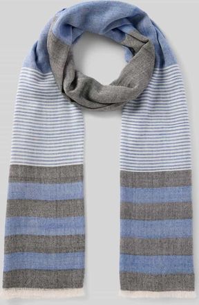 Christian Berg Schal aus Viskose mit Fransen in Blau, Gr&ouml;&szlig;e 1