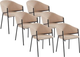Pascal Morabito Juego de 6 sillas con brazos de tela y metal - Beige - ORDIDA de Pascal MORABITO