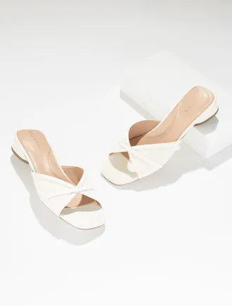 Talbots Val Block Heel Slide - Washed Linen - White - 10 1/2 M Talbots