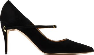 Jennifer Chamandi 85 mm suède pumps met enkelbandje - Zwart