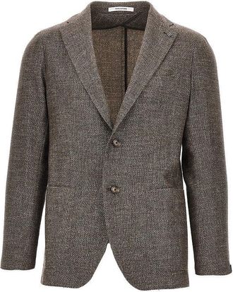 Tagliatore Moulin&eacute; wool-blend single-breasted jacke Man 48
