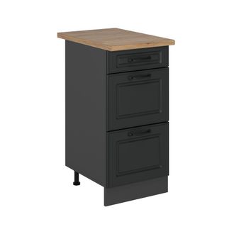 Vicco Mueble Bajo De Cocina R-line, Antracita Casa De Campo, 40 Cm Con Cajones, Et Roble Vicco
