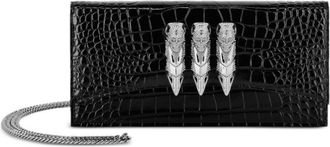 Philipp Plein mini calf-leather clutch - women - Polyamide/Calf Leather/Polyester/Polyurethane - One Size - Black