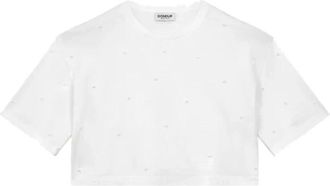 Dondup Basic Crop Over T-shirt - Dames - T-shirts - Wit - S - Katoen - Tops