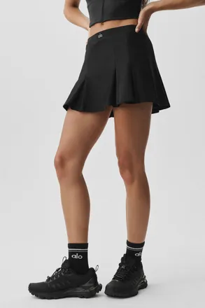 Alo Softsculpt Topspin Tennis Skirt in Black, Size: Small