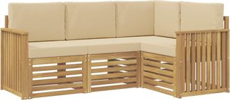 vidaXL Set Di Divani Da Esterno 4 Pz Bianco E Beige Poliestere Vidaxl