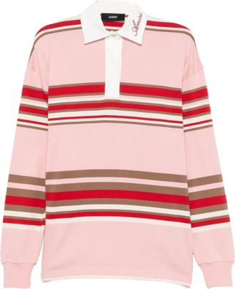 Amiri Gestreefd Oversized Longsleeve Polo - Dames - Polos - Roze - 2XS - Katoen - Tops