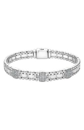 Lagos Caviar Spark Diamond Station Bracelet in Silver/diamond at Nordstrom, Size 6