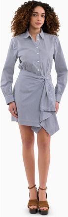 Rebecca Taylor Joselene Poplin Dress in Navy Stripe at Nordstrom, Size 4