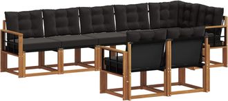 vidaXL Conjunto De Sof&aacute;s De Exterior 8 Uds. Natural Y Negro Vidaxl