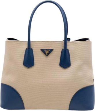 Prada Pre-owned Canvas Satchel - Dames - Vintage Shopper - Beige - ONE Size - Leer - Vintage