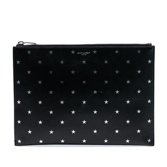 Saint Laurent Pre-owned Womens Leather Star Clutch - Black - One Size