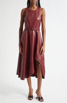 Cinq &agrave; Sept Zelda Faux Leather High Low Hem Dress in Wineberry at Nordstrom Rack, Size 4