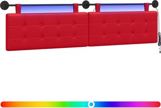 vidaXL Cabecero Colgante Con Luz Led Rojo Cuero Sint&eacute;tico Vidaxl