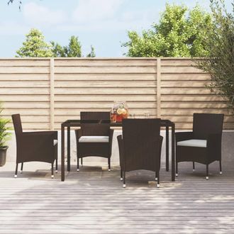 vidaXL Sillas De Jard&iacute;n Con Cojines (4 Unidades), Rat&aacute;n Sint&eacute;tico Marr&oacute;n (solo Reino Unido, Irlanda, Finlandia Y Noruega) Vidaxl