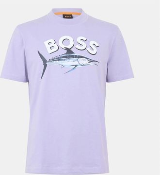 HUGO BOSS Mens Cotton T-Shirt - Purple - Size: 36