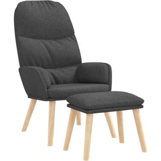 vidaXL Sill&oacute;n De Relax Con Taburete Tela Gris Oscuro Vidaxl