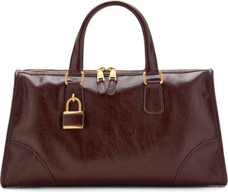 Mango Faux Leather Satchel in Chocolate at Nordstrom