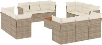 vidaXL Set Sof&aacute;s De Jard&iacute;n Con Cojines 13 Pzas Rat&aacute;n Sint&eacute;tico Beige Vidaxl