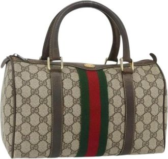 Gucci Pre-owned Handbags, female, Beige, Size: ONE SIZE Pre-owned Vintage GG Canvas Hand Bag