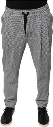 Dolce & Gabbana Zwart Wit Houndstooth Skinny Jurk Broek - Heren - Slim Fit Broeken - Grijs - XS - Nylon - Broeken