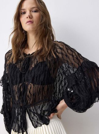 Twik Womens Lace and ruffle blouse