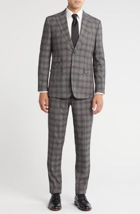 English Laundry Plaid Trim Fit Peak Lapel Two-Piece Suit in Grey at Nordstrom Rack, Size 36Regular