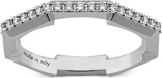 Gucci 18kt witgouden Link To Love ring met diamant - Zilver