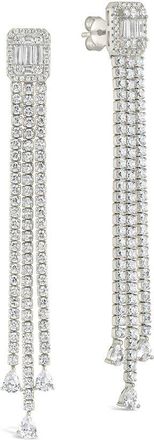 Sterling Forever Cz Naomi Dangle Stud Earrings