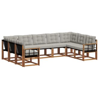 vidaXL Conjunto De Sof&aacute;s De Exterior 9 Pcs Gris Natural Y Claro Vidaxl