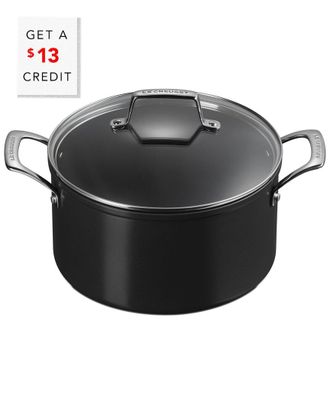 LE CREUSET Essential 6.3Qt Ceramic Non-Stick Stockpot With Glass Lid With $13 Credit